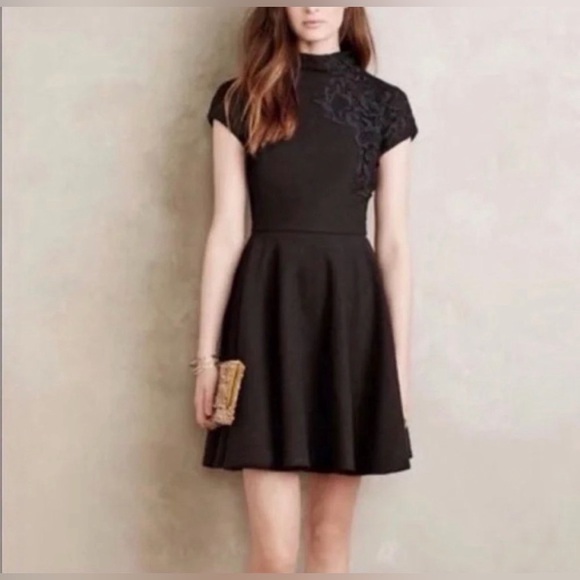 Anthropologie Plenty By Tracy Reese Black Sleeveless Mini Dress with Lace Detail - Picture 16 of 16